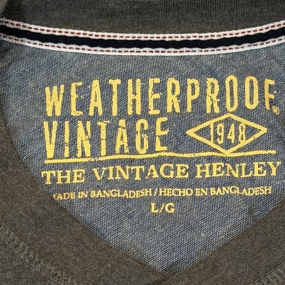 Weatherproof Vintage Men's The Vintage Henley Grey Heather Long Sleeve L NWT - Picture 6 of 11